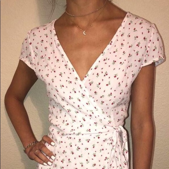 brandy melville white wrap dress